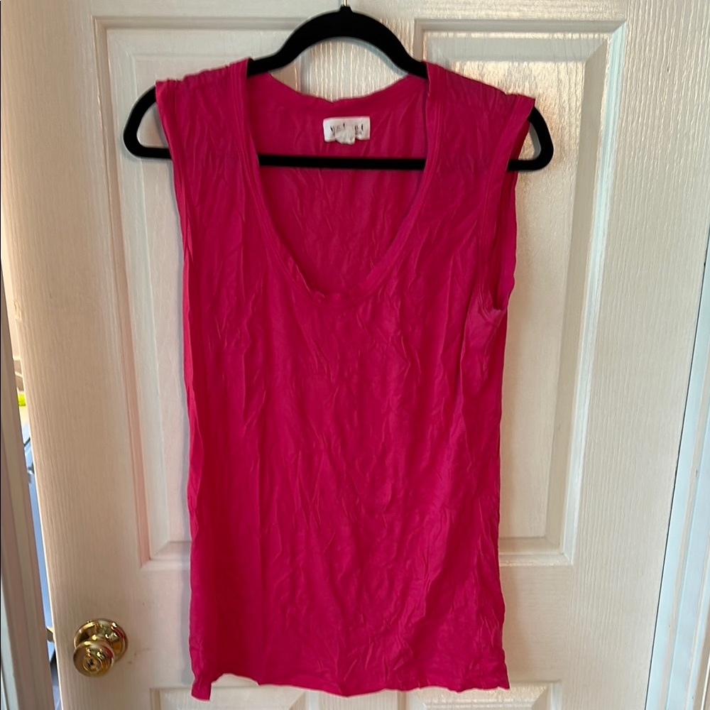 Velvet Pink Ribbed Sleeveless Tank Top
